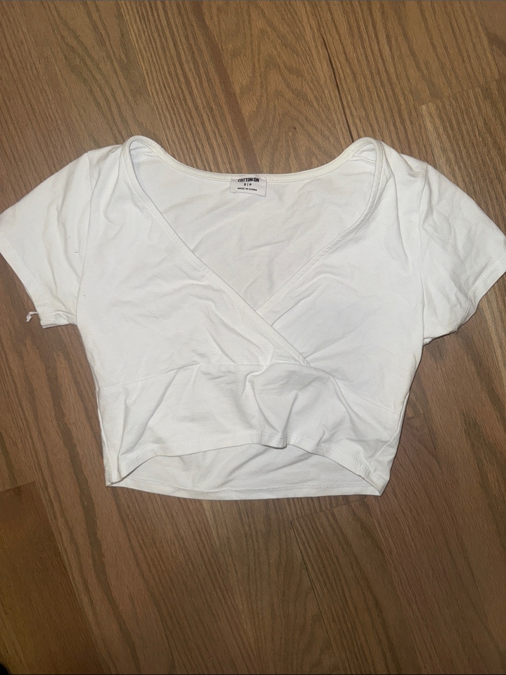 Cotton On White Wrap Crop Top